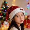 Portable Sequin Santa Hat with Bow Bell White Trim Trim Xmas Hat Christmas Costume Headwear Adults and