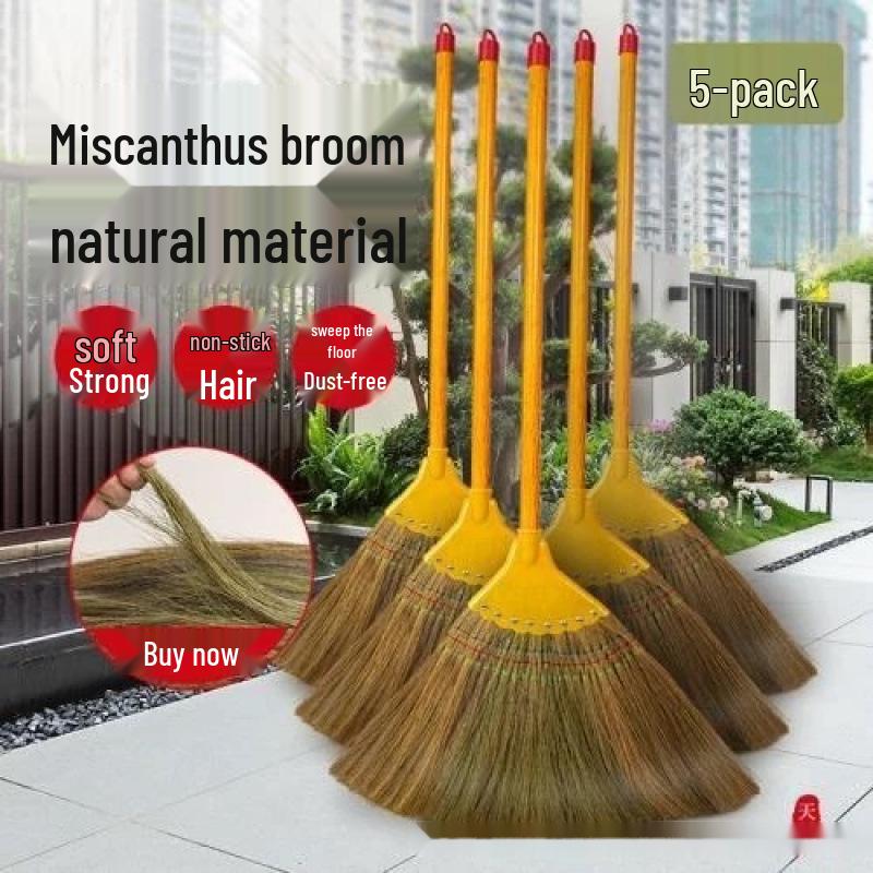 Old-Fashioned Sorghum Stalk Broom: Soft Bristles, Non-Stick Hair, Ideal for Home & Courtyard Sweeping