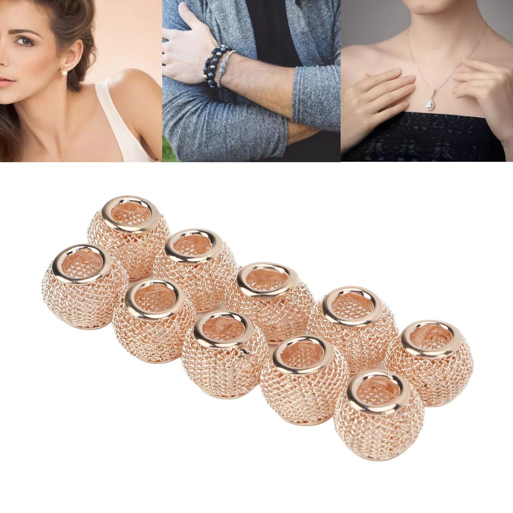10 Pcs Spacer Beads Round Mesh Hollow Gold Plated   Spacer Beads   Hand Made Beading for Jewelry Making