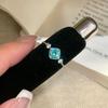 Light Luxury Blue Rhinestone Rings for Women Girls Exquisite Fashion Pullable Adjustable Chain Rings Unique Design Jewelry Gift