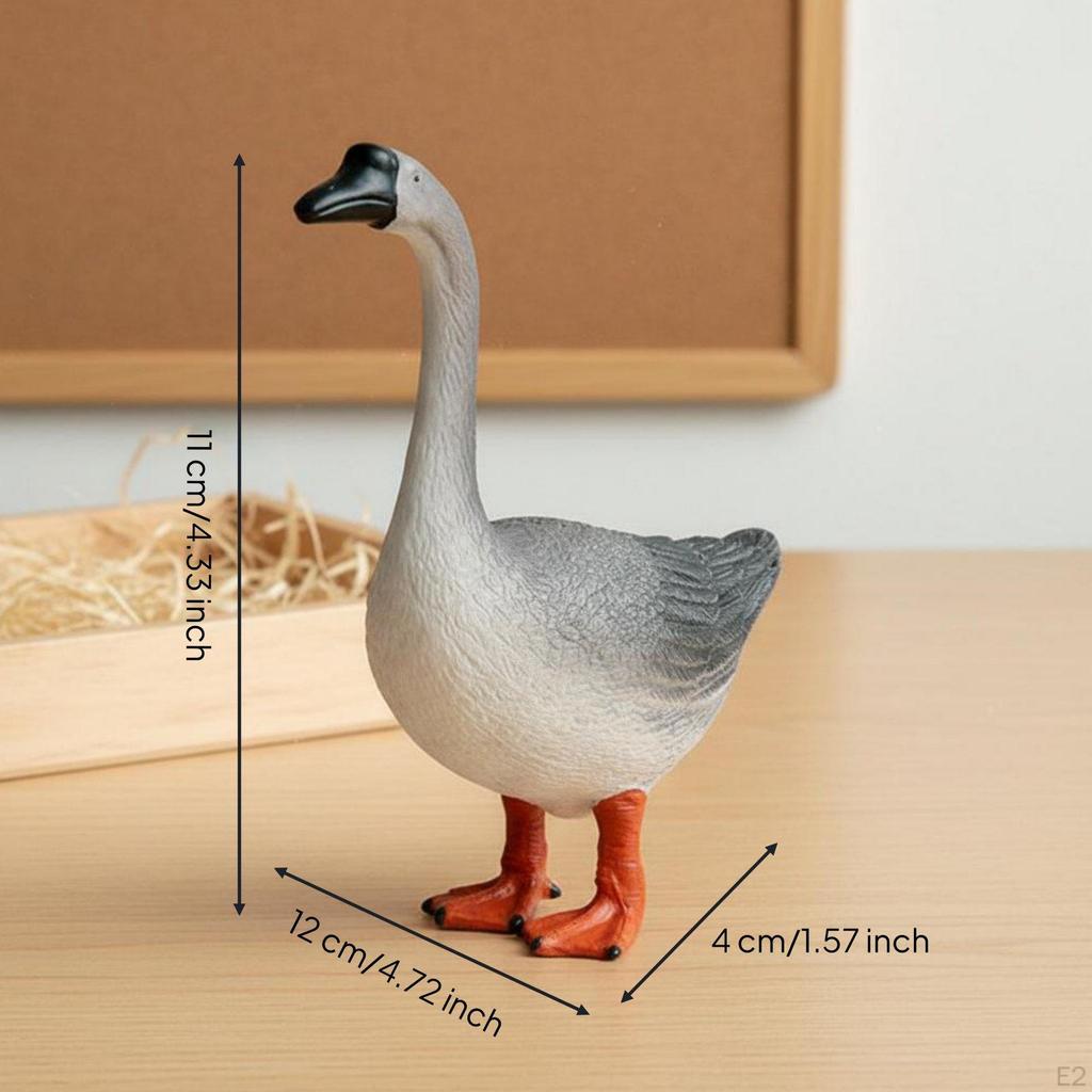 Realistic Goose Model HandPainted White Figurine for Kids, Farm Playset, School Project, Cake
