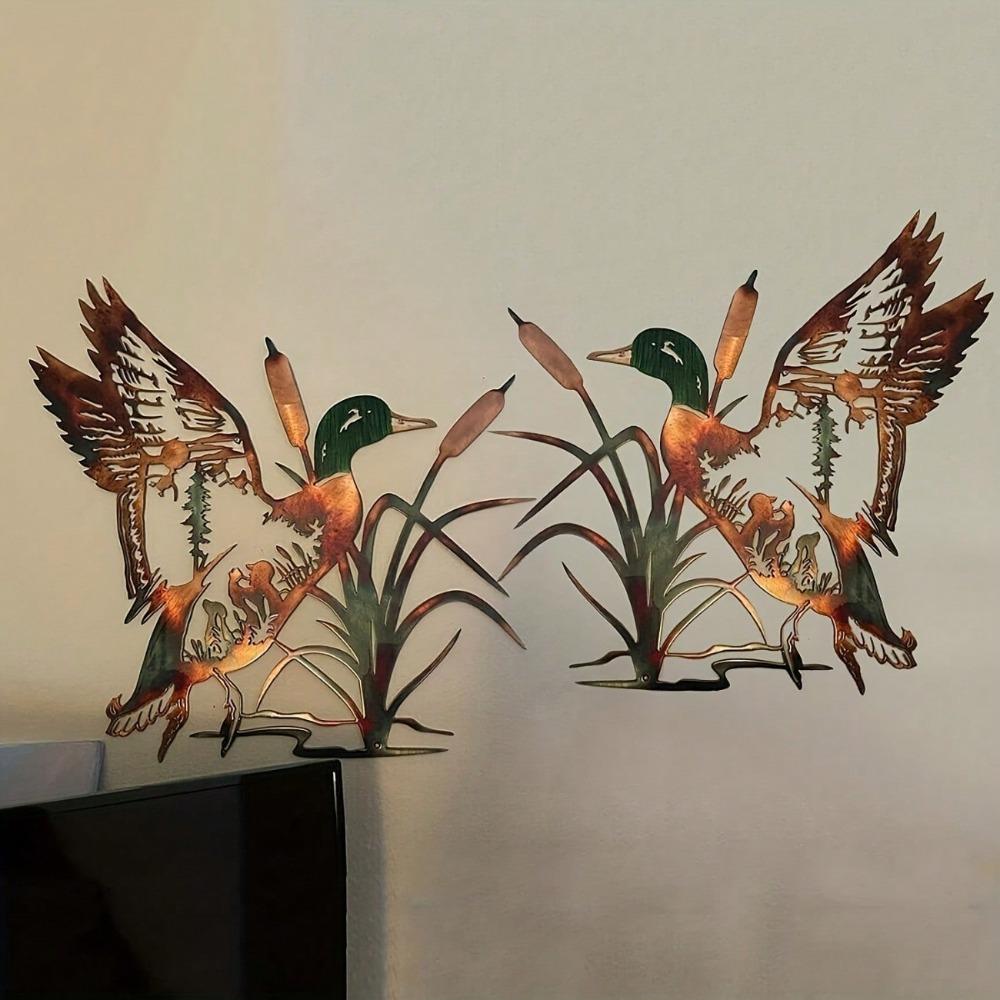 1pc Hand Painted Duck Metal Wall Art, 10 Inch Hanging Decor for Home Kitchen Restaurant, Door Sign, Housewarming Gift