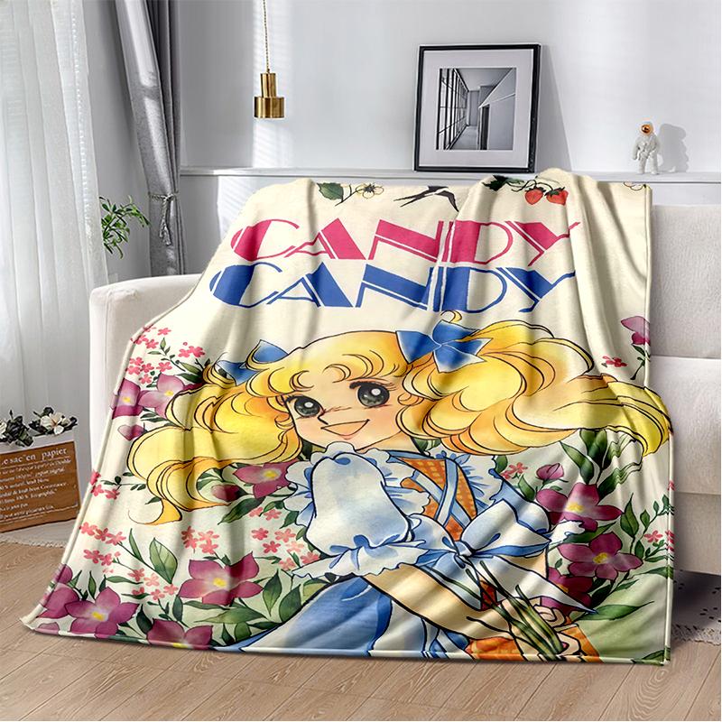 Candy Candy 29 Styl Nowy Retro Kreskówkowa Dziewczyna Anime Miękki Pluszowy Koc, Flanelowy Koc Narzuta do Salonu Sypialni Sofa Prezent dla Dziecka