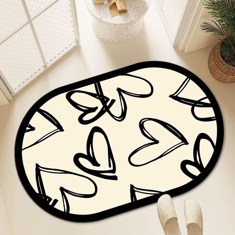 Love red door mat bathroom diatom mud absorbent floor mat door mat simple Internet celebrity atmosphere