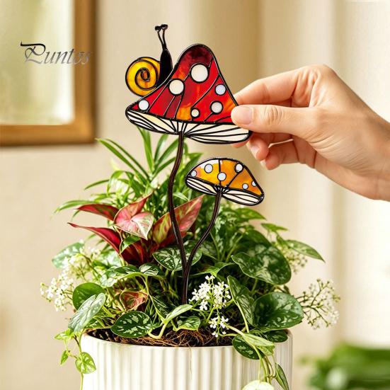 Colorful Yard Stakes Planter Insert Stake, Double-Sided, Flower Pot Decor Metal Art Ornaments Insect Animal Stake for Plant Pots Bed Decoration