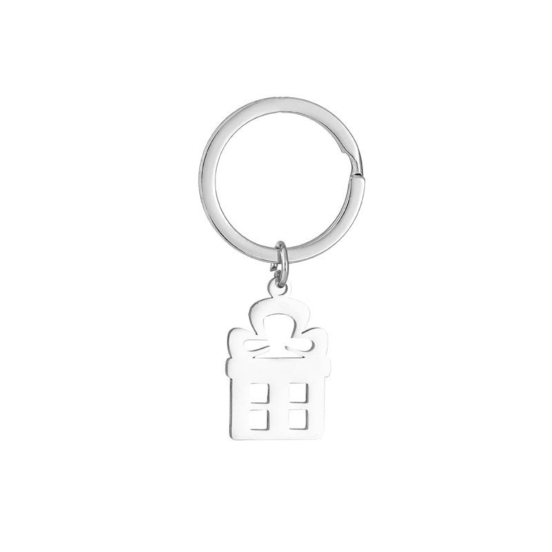 Gold Silver Black White Splicing Cat Stainless Steel Keychain Cute Cartoon Design Fashion Couple Pendant Practical Backpack Decoration
