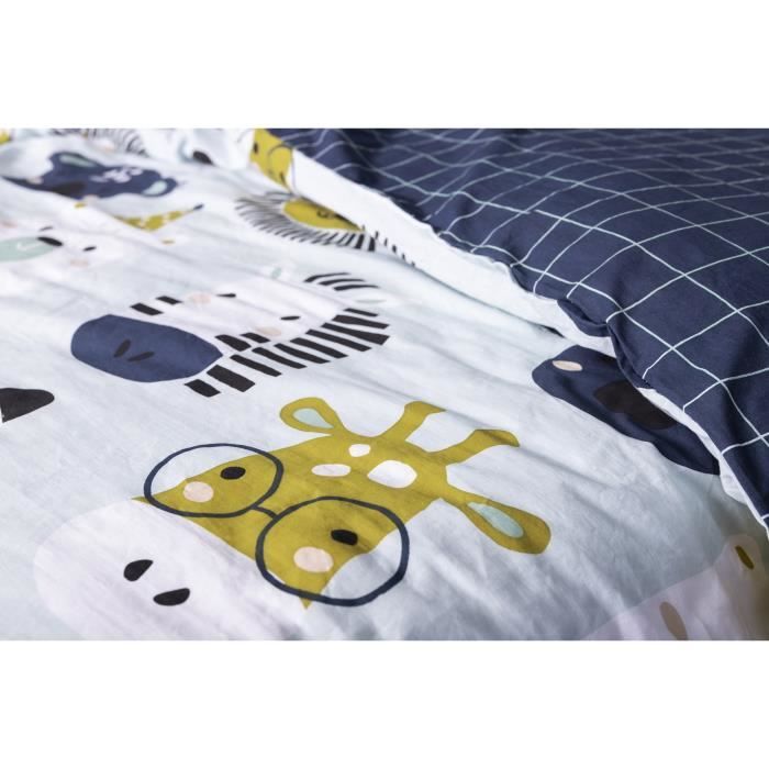 Housse De Couette - Zanimaux - Qualité Supérieure - 100% Coton - 140x200cm - Imprimé Recto/verso