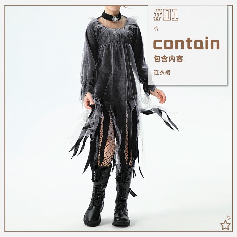 Halloween Kids Costume Ghost Bride Witch Costume Vampire Girl Costume Funny Dress Up Dress