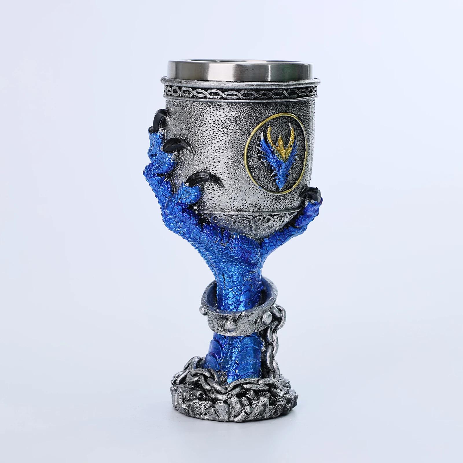 

Dragon Claw Goblet Drinking Cup Gothic Goblet with Stainless Steel Insert Resin Black Dragon Claw Beer Stein Goblet Home Decor 101-200ml синій