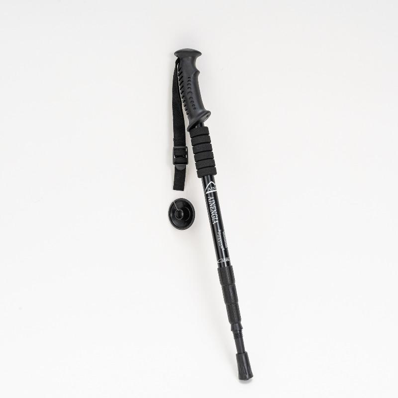 Outdoor Ultra Light Four Section Straight Handle Aluminum Alloy Hiking Stick Shock-absorbing Extension Internal Lock Cane Hiking Hiking Cane 50-110cm