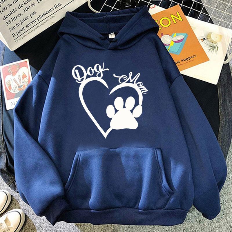 New Fashion Dog Mom Dog Paw Pullover Long Sleeve Sports Hoodie Women Cotton Sweatshirt Pullover Tops (Ship In 48 Hours)