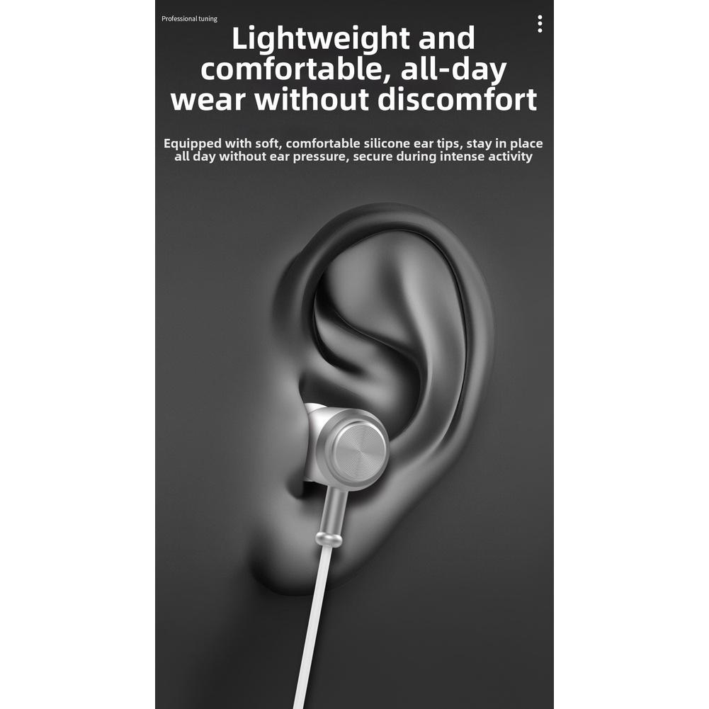 HiFi Wired Earbuds With Microphone For Gaming And Music Featuring 360 Degree Bass Effect And Digital Decoding Chip In Black
