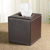 European PU Leather Tissue Box Creative Black Square Toilet Paper Drawer Family Hotel Tissue Storage Desktop Decorative Items