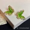 Green Gradual Change Crystal Butterfly No Ear Piercings Ear Clips Small Fragrant Wind Sweet Temperament Earrings Mosquito Coil Disc Butterfly Earrings