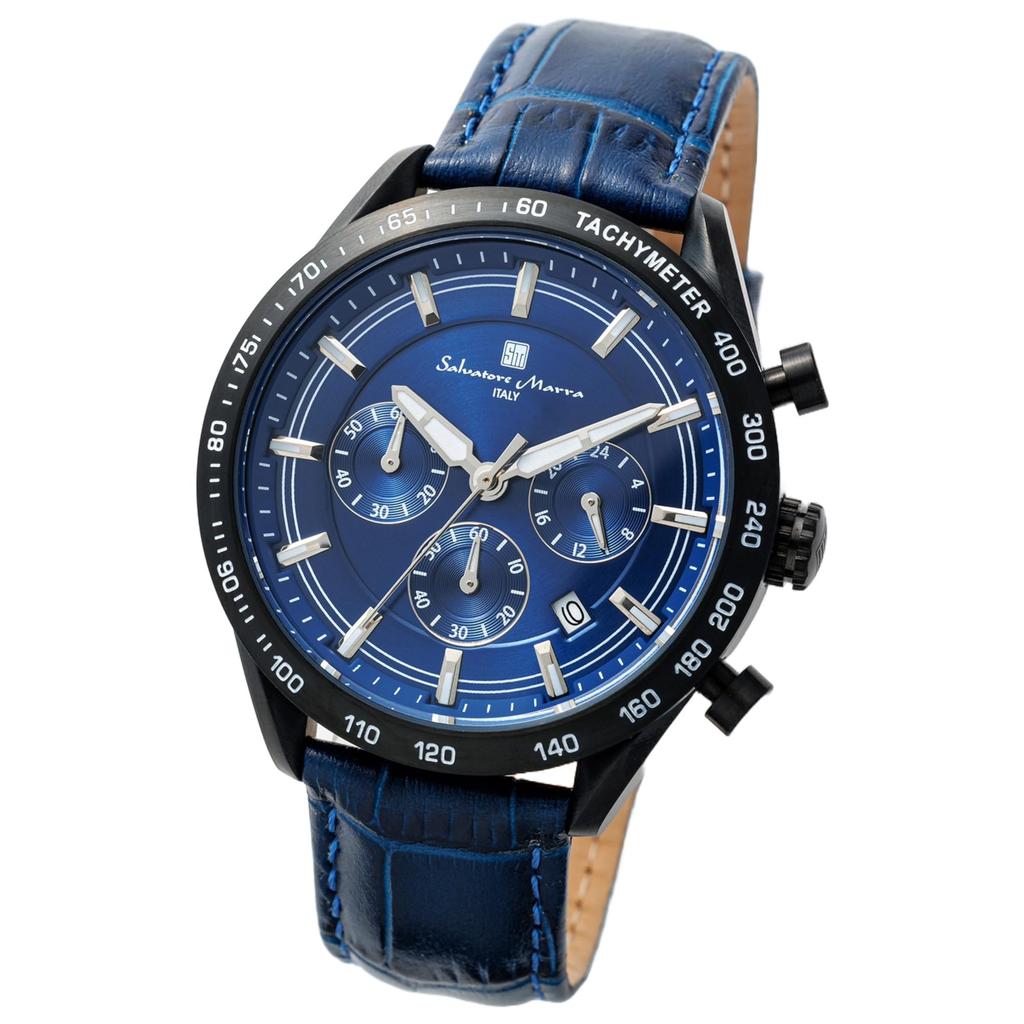 Salvatore Marra Men's Business Analog Chronograph Watch, Black Quartz, with Watch Cloth, BKNV [Parallel Import]