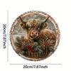 Vintage Metal Highland Cow Holiday Wreath Wall Decor Christmas Halloween Home Gift