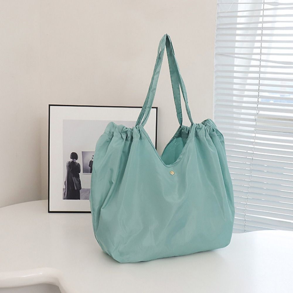 

Складная сумка-шоппер большой вместимости, наплечная сумка, сумка для хранения продуктов, складная эко-сумка, для путешествий циан