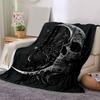 1pc Midnight Moonlit Skull Blanket Soft and Cozy Home Decor Gift for All Seasons, Living Room, Travel .K061