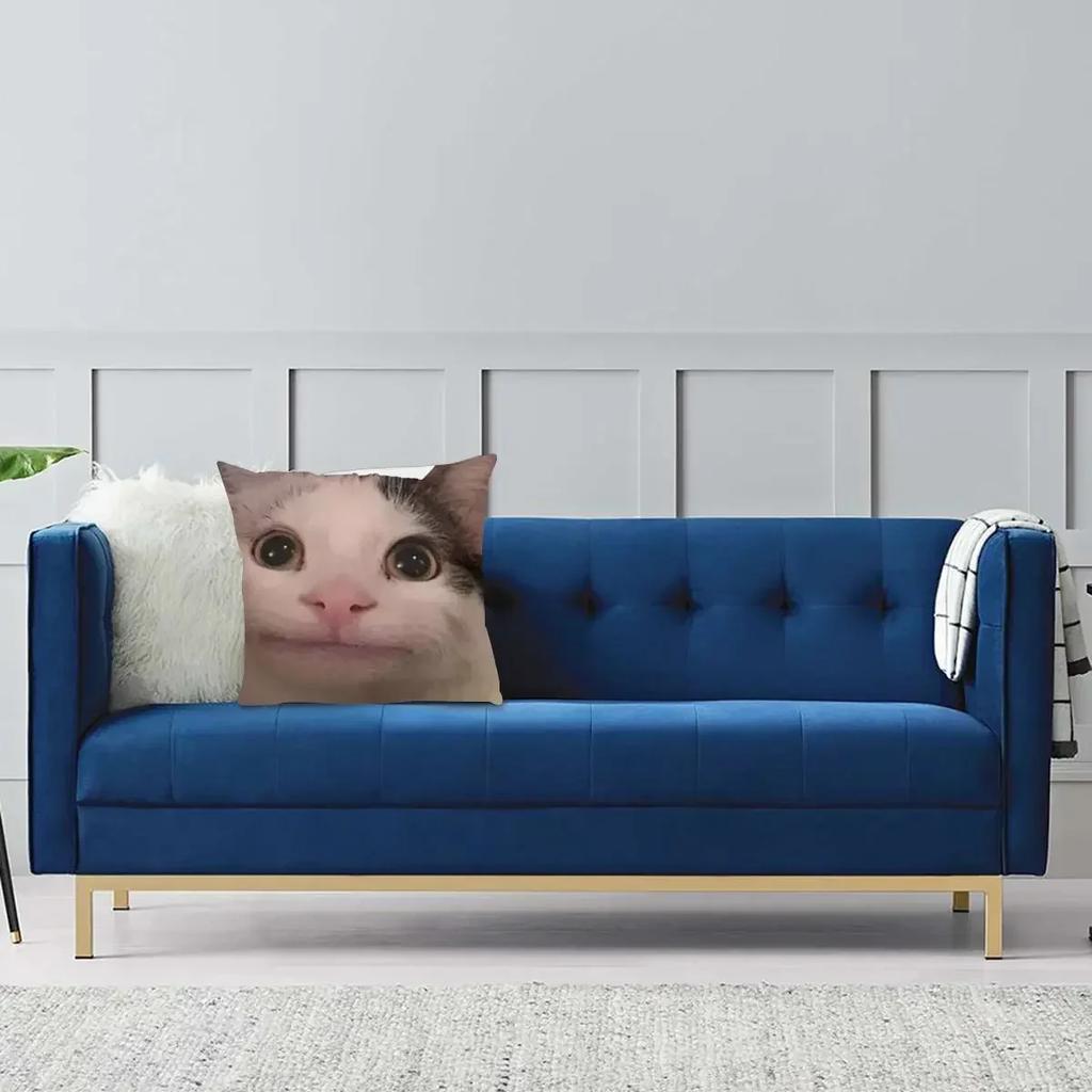 Polite Cat Meme Pillowcase Soft Polyester Cushion Cover Decorations Throw Pillow Case Cover Home Square 18"