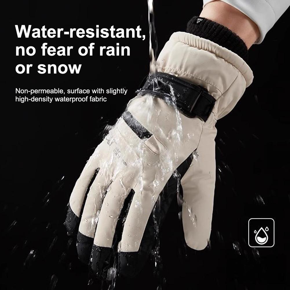Unisex Thermal Ski Gloves Winter Touch Screen Cycling Gloves Fleece-Lined Windproof Cold-Proof Warm Non-Slip Riding Gloves