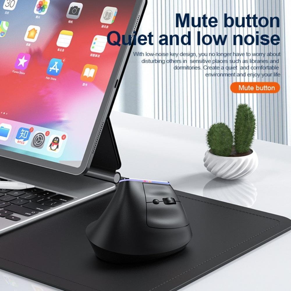 RGB luminous mouse ergonomic design vertical vertical Bluetooth BT + 2.4G dual-mode Bluetooth wireless mouse
