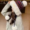 Autumn and Winter New Wool Hat Women's Warm Ear Protection Windproof Big Head Circumference Piled Thickened Hairball Knitted Hat