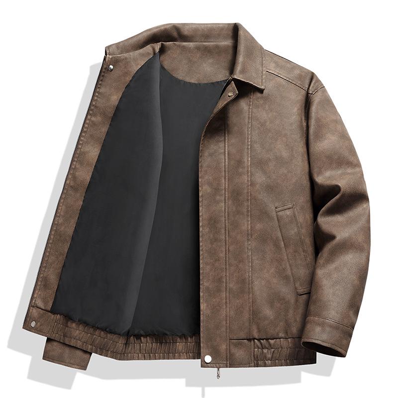 

2025 Men s Retro Suede Velvet Jacket - Trendy American Lapel Style for Autumn XL коричневий