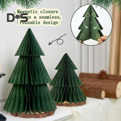 Albero di Natale di Carta 3D Riutilizzabile Decorazione da Tavolo Albero a Nido d'Ape Facile Montaggio Mini Albero di Natale per Centrotavola Festivo per Feste