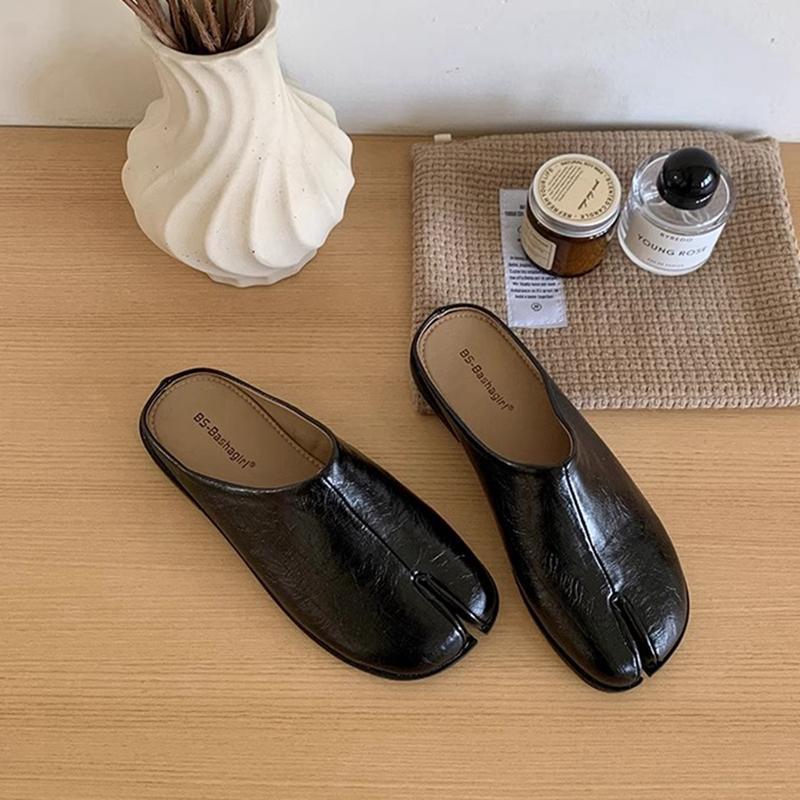 

Модные SUOJIALUN 2025 Весенние Новые Женские Тапочки Модные На Плоской Подошве Слипоны Мюли Обувь Разделенный Палец Мелкие Слипоны Повседневные Шлепанцы 37 чёрный