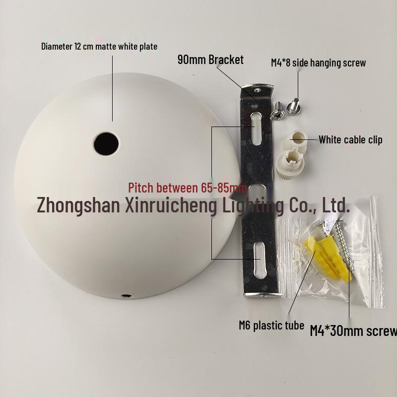 Hemispherical Black and White Pendant Light Base with Arc-Shaped Ceiling Plate