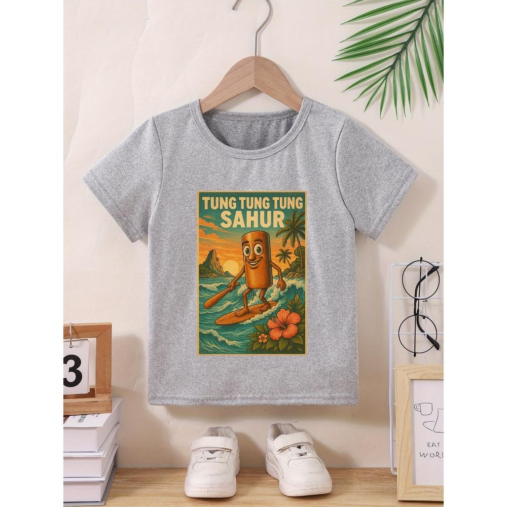 Children's Printed T-shirts, Fashionable, Round Neck, Casual Outdoor T-shirts