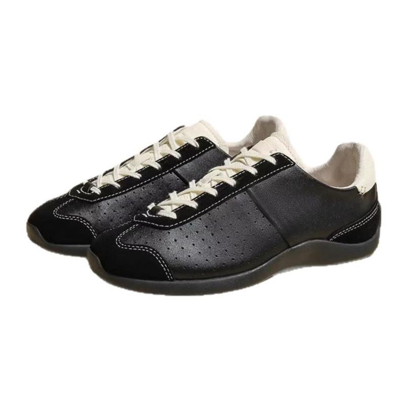 Ruoji leather ballet training shoes 2025 spring new black retro sports and leisure board shoes versatile Forrest Gump shoes