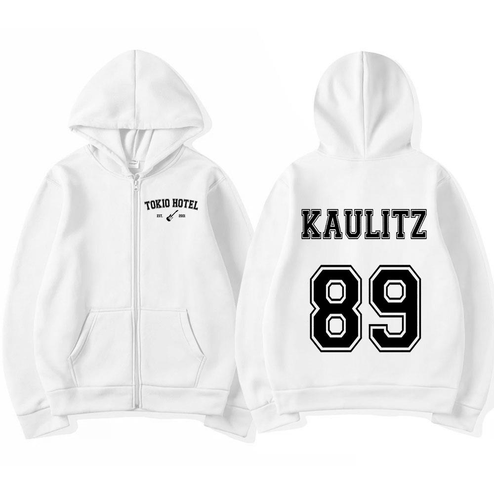 Tricou cu glugă și fermoar Tokio Hotel Kaulitz pentru bărbați și femei Îmbrăcăminte sport și casual cu glugă din fleece cu fermoar