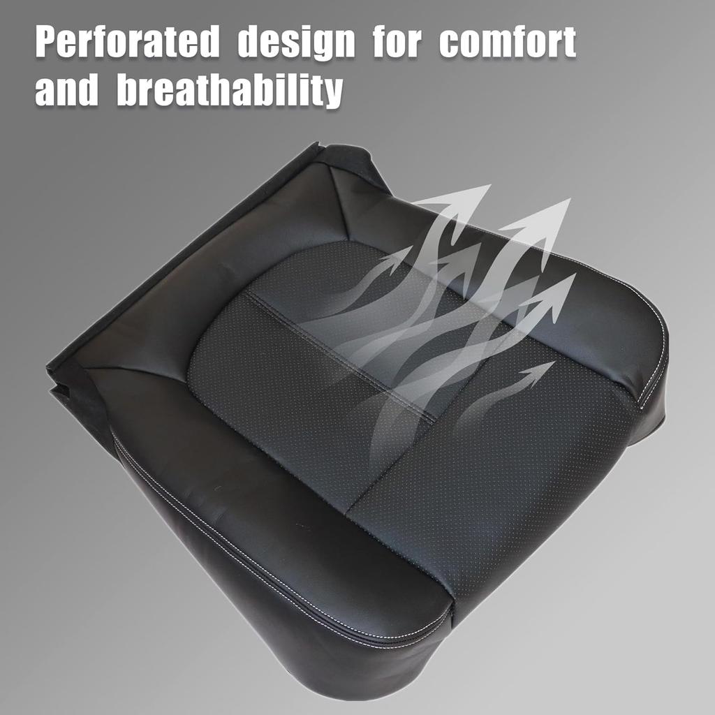 GXARTS Driver Side Bottom Replacement Leather Seat Cover Black #5B or 6B Compatible with Ford F250 F350 F450 F550 2011 2012 2013 2014 2015 2016
