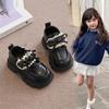 2025 Autumn New Fashion Korean Version of Girls Lace Bow Princess Leather Shoes Soft Sole Non-slip Loafers Outer Wear