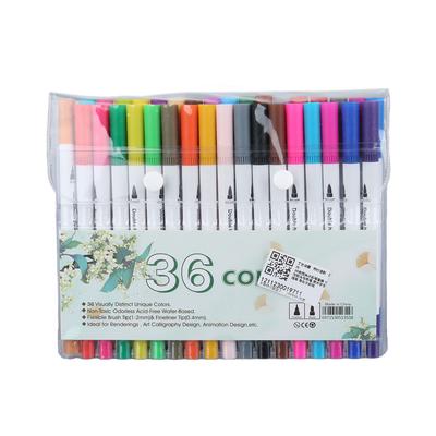 36 Farben Dual Tip Marker mit flexiblen Faserpinselspitzen Professioneller Dual Brush Marker Stift