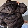 Womens Casual Loose Hooded Leopard Print Puffer Coat Winter Fashion Outerwear