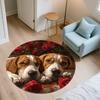 Beagle and Flowers Pattern Round rug,Carpet Rug for Living Room Bedroom  Playroom ,Non-slip Floor Mat,Holiday Gifts and Birthday Gifts.