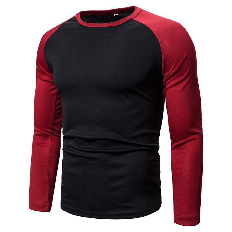 2026 Men's Color Block Long-Sleeve Round Neck T-Shirts