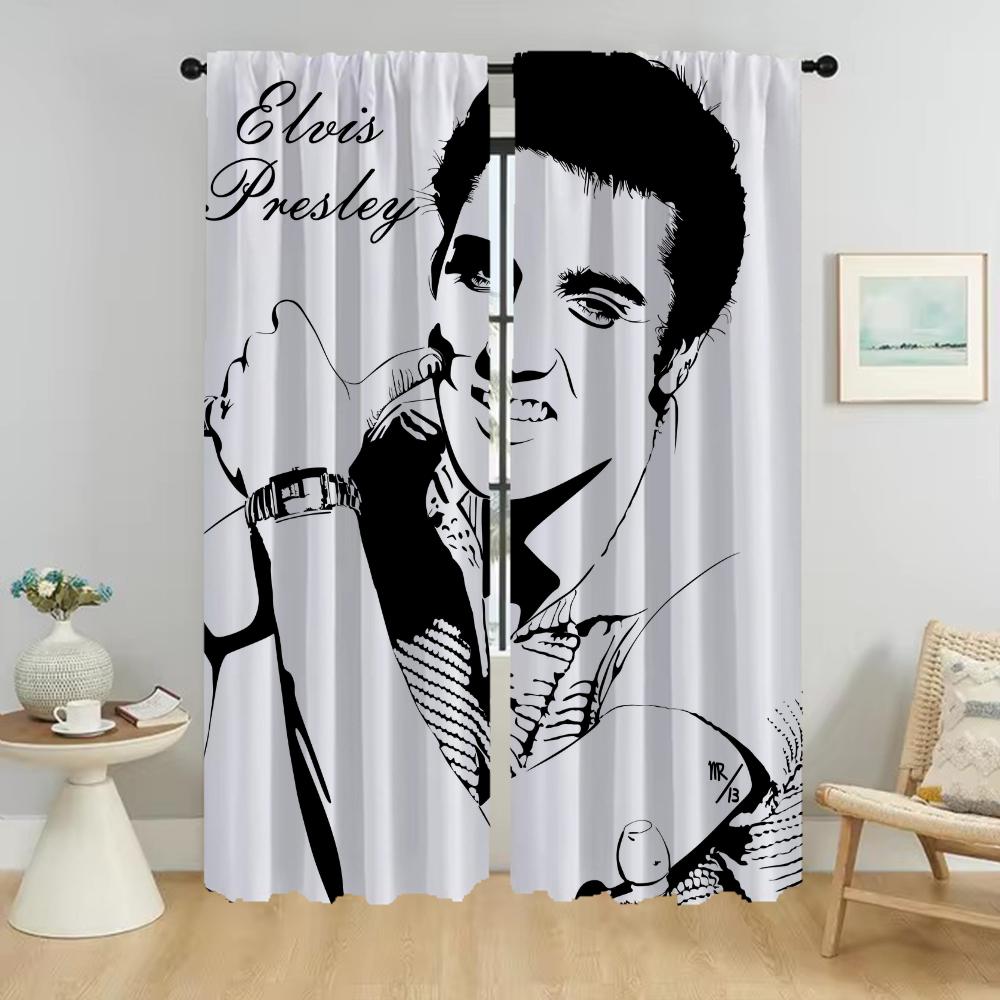 Kitchen Curtains for Camera E-Elvis Tulle for Bedroom Elegant Room Curtains 2 Pieces Blackout Curtain Halloween Decoration Child