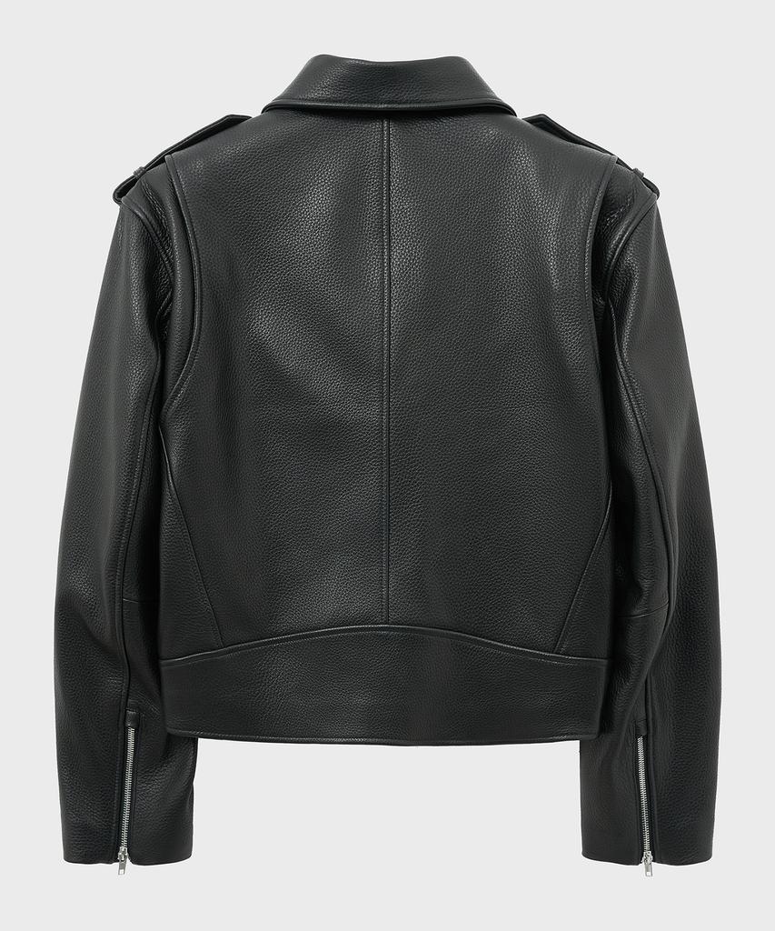 Noirer Goat Shrunken Leather Single Rider Jacket (Black)