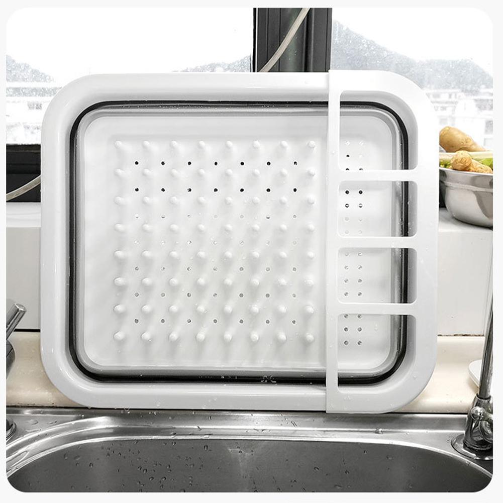 Collapsible Dish Drainer Space Saving Kitchen Storage Tray With Cutlery Divider Plastic Sink Drying Rack for Compact Storage
