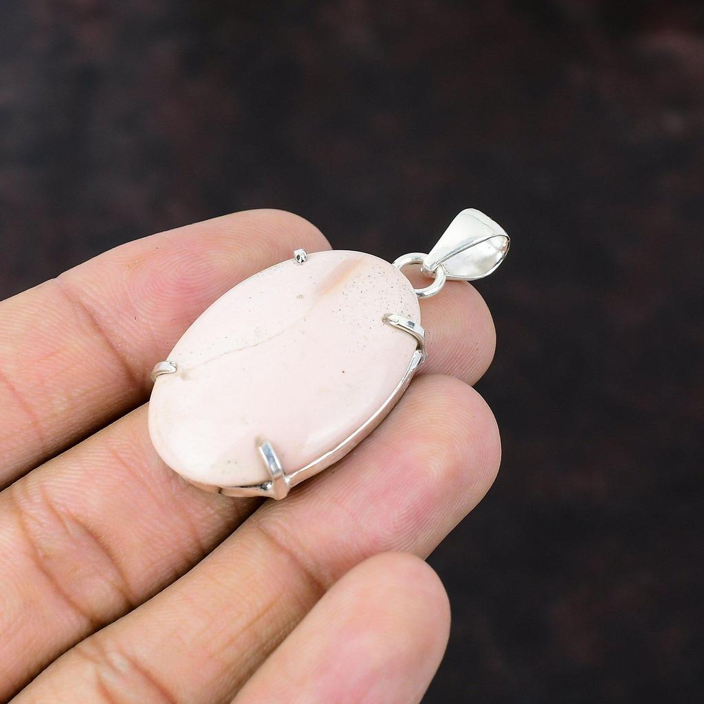 Rosa Opal Anhänger 925 Sterling Silber Anhänger Statement Schmuck Echter Edelstein Anhänger Handgemacht Boho Schmuck Geschenk für Frau Antiker Anhänger