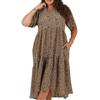 Womens/Ladies Tiered Crew Neck Short-Sleeved Midi Dress