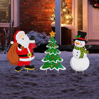 2026 Kersttuindecoratie Acryl Sneeuwpop Kerstman Boom Tuinbord met palen Winter Kerst Huis Tuin Gazon Terras Decoratie