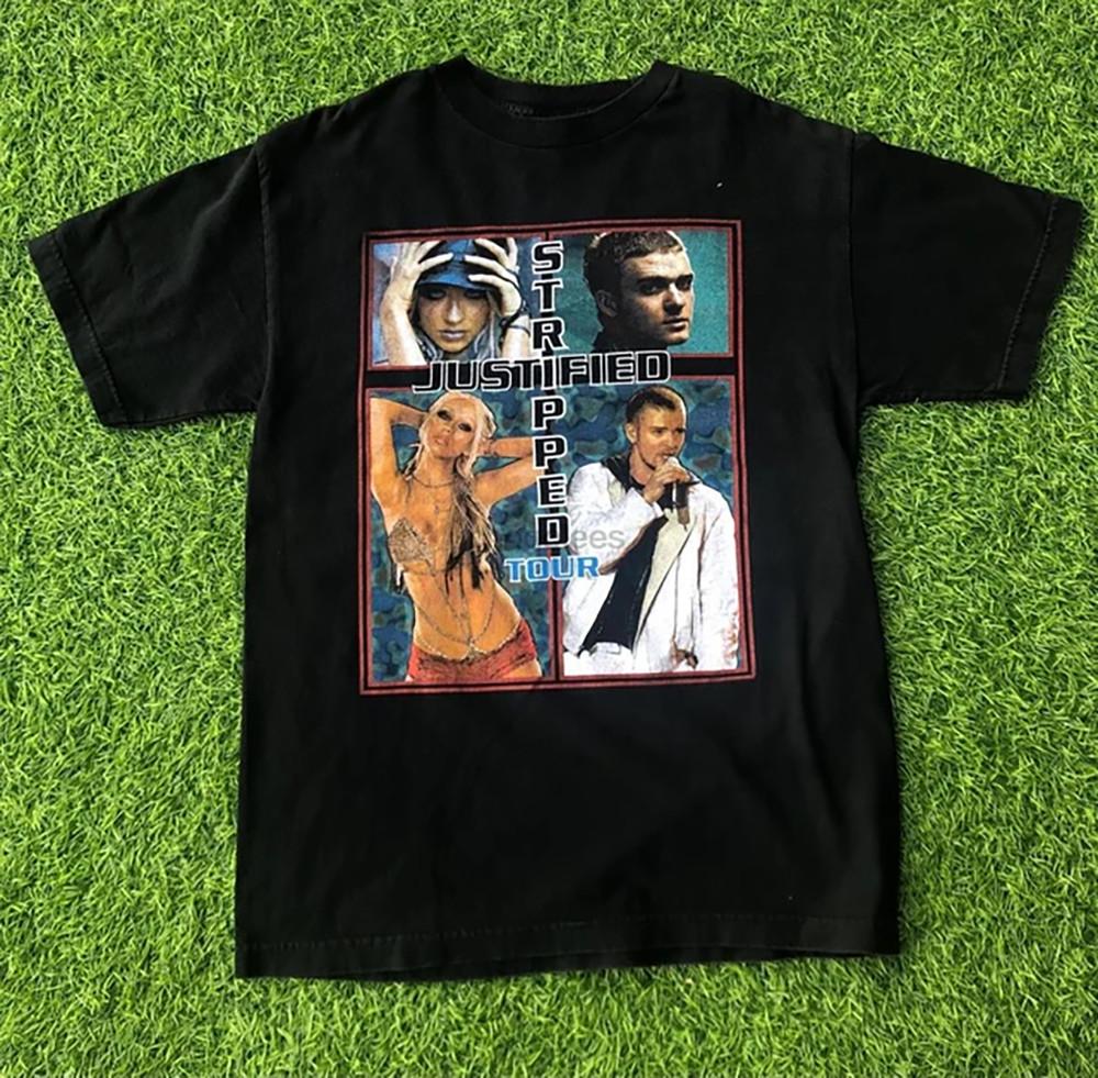 Vintage Justin Timberlake Christina Aguilera Justified Tour Black Shirt XXL