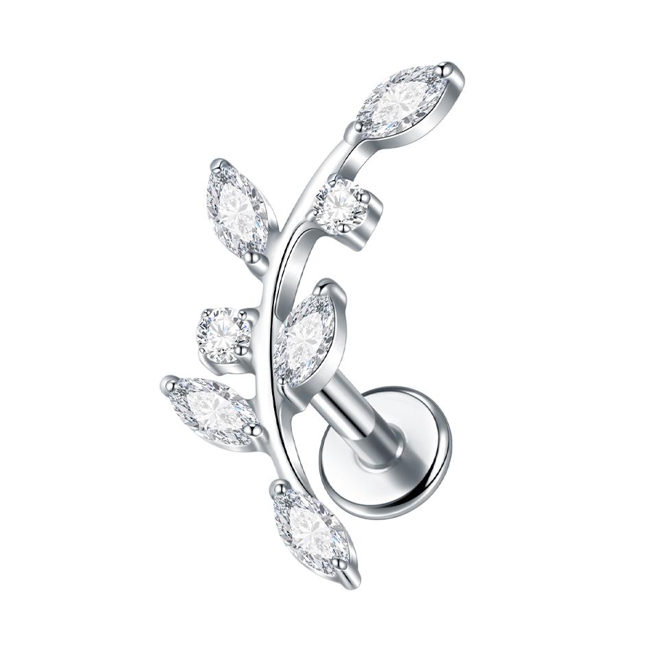 1Pc G23 Titanium Cz Crystal Ear Cartilage Tragus Helix Daith Piercing Internal Thread Lip Stud Labret Piercing Body Jewelry 16G