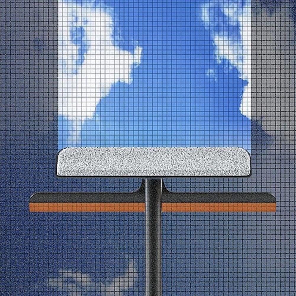 Wall-mounted Window Cleaner Wiper 3in1 Glass Scrub Scraping  Home Washing Tool