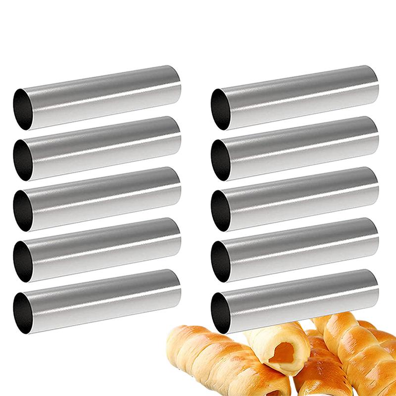16 Sztuk Rurek do Cannoli Rurki do Cannoli ze Stali Nierdzewnej Formy do Pieczenia z Woreczkami Cukierniczymi Długimi Końcówkami do Wypełniania Rogalików Muszli Cannoli