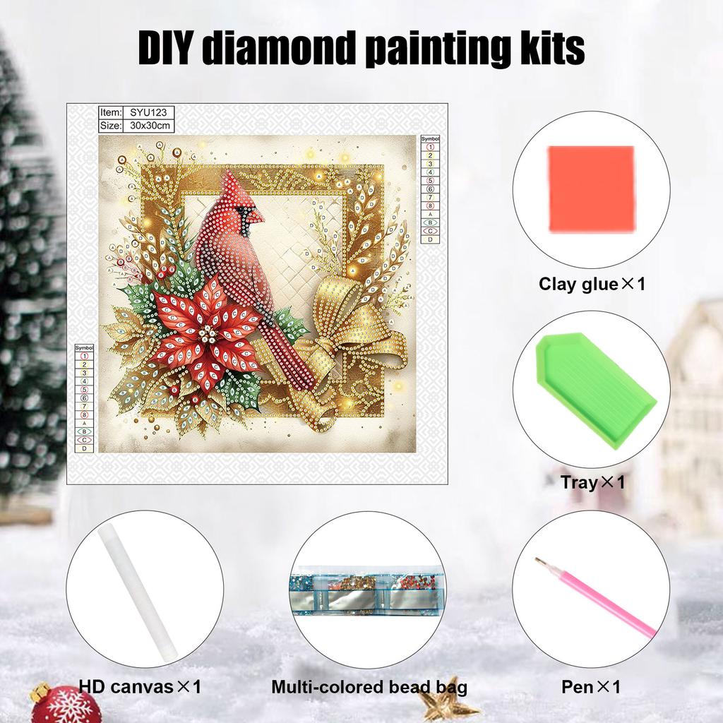 Xmas 5D DIY Diamond Art Painting Kits for Home Office Wall Decor DIY Gem Art Diamond Painting Kits Diamond Dots Gem Art 30x30cm